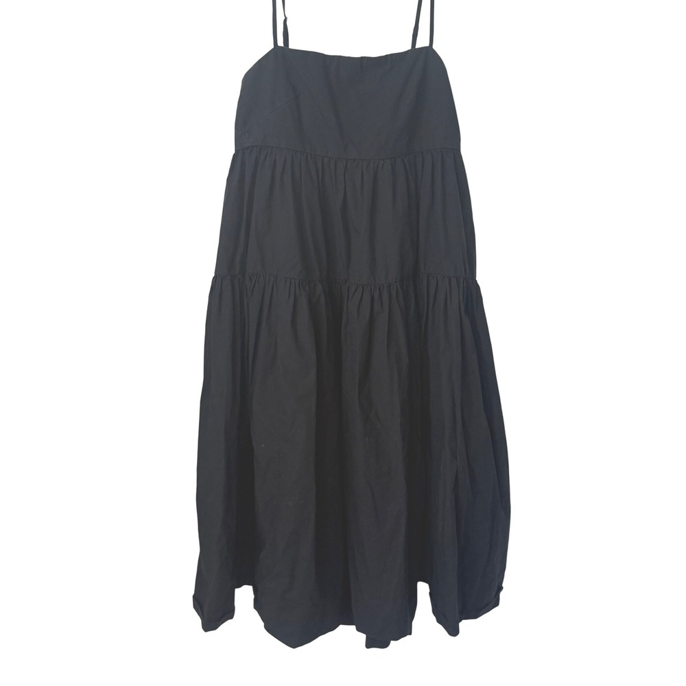 J. Crew Tie-back tiered cotton poplin dress black size 2